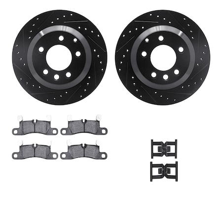 Dynamic Friction Co DFC Rotors-Drilled & Slotted-Black w/ EURO 5000 Ceramic Brake Pads Incl Hdw 8612-74047