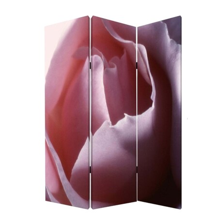 Homeroots 72" Red Canvas Folding Three Panel Screen Room Divider 274637