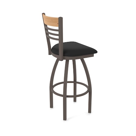 Holland Bar Stool Co Eleanor 36in Swivel Extra Tall Bar Stool with Bronze Finish, Medium Back and Black Vinyl Seat 880