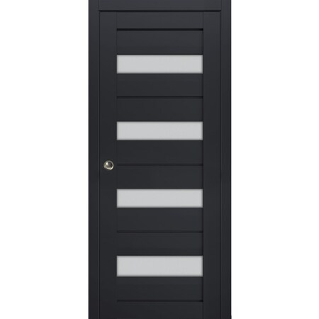Sartodoors Sliding French Pocket Door with Frosted Glass 36x84 Solid Core Modern Interior VEREGIO7455PD-ANT-36 x 84