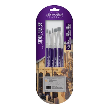 Silver Brush Silver Silk 88 Short Handle Brushes, Set No. 104, 6-Piece Set SK-8104S