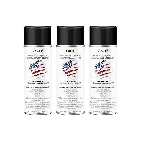 Seymour Midwest Fresh-N-Quick Multi-Purpose Spray Paint, Gloss Black net 10 oz., 3PK 113-3