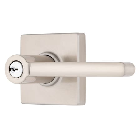 Brinks Mendocino Series Keyed Entry Contemporary Lever Square Rose Satin Nickel Finish E2417-119