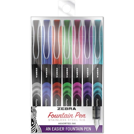 Zebra Pen Zebra Pen 48307 Fountain Pen - Fine Pen Point - 0.6 mm Pen Point Size - Assorted - Stainless Steel Tip - 7 48307