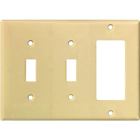 Eaton Wiring Devices Combination Wallplate, 4-1/2 in L, 6-3/8 in W, 3 -Gang, Thermoset, Ivory 2173V-BOX