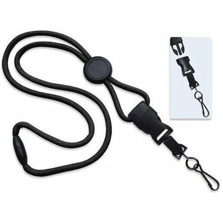 Brady LANYARD STANDARD, BLACK, 1/4in, POLYPROPYLENE ROUND MATERIAL, ROUND SLIDER, NEW DTACH SWIVEL HOOK 2135-4573