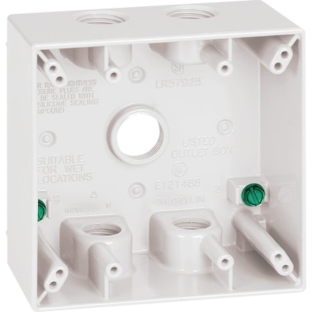 Southwire Dual Gang 1/2'' 5-Hole White Weatherproof Junction Box WB2550W-UPC