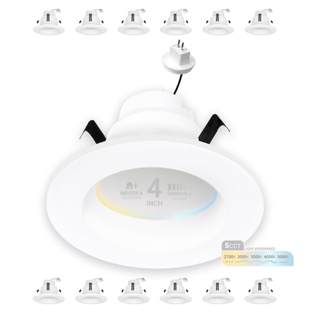 Nuwatt 4 Inch MR16 LED Retrofit 12V Recessed Downlights, 5CCT 2700K-5000K, 600LM, GU5.3 Base, 12PK NW-DL-4-MR16-LV-5CT-WH-12P
