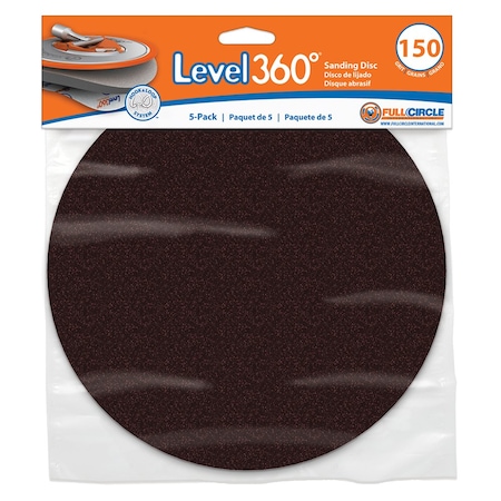 Full Circle International 8-3/4" Full Circle SD150-5 Level360 Hook and Loop Sanding Disc, 150-Grit, 5-Pack SD120-5
