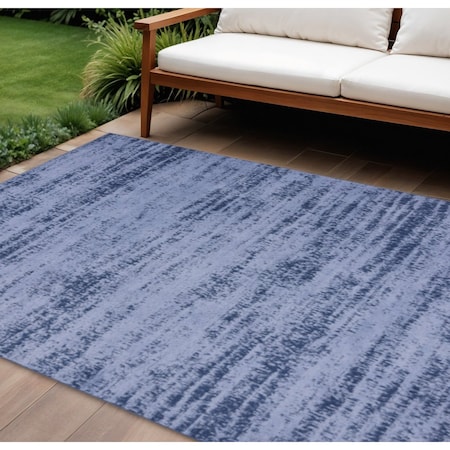 Homeroots 10' X 14' Denim Blue And Navy Blue Abstract Indoor Outdoor Area Rug 545468