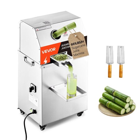 Vevor 800W Commercial Electric Sugar Cane Juicer 661LBS/H 3 Rollers 2.4 in Inlet YF-L90
