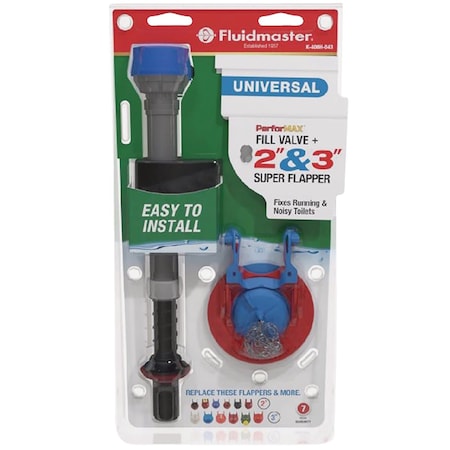 Fluidmaster Universal 2'' and 3'' Super Toilet Flapper and Performax Fill Valve Kit K-400H-043-T4