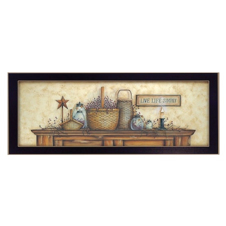 Homeroots Live Life Simply Black Framed Print Wall Art 405256