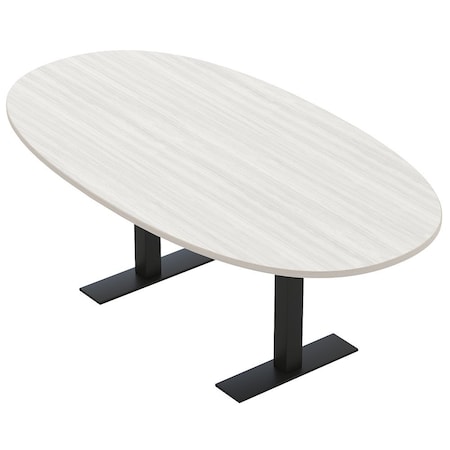 Skutchi Designs 7ft Boval Conference Table With Power | Harmony Series | 6 Person Meeting Room Table HAR-BOVL-48X84-T.BK-WA7976-NA