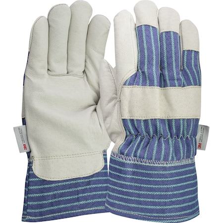Pip Premium Pigskin Leather Palm Glove w/Fabric Back and 3M Thinsulate Lining + Foam, Fabric Safet, 12PK 78-3927/M