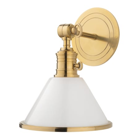Hudson Valley Lighting Garden City 1 Light Wall Sconce 8 In. Aged Brass/white 8331-AGB