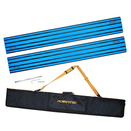 Powertec 110in Track Saw Guide Rail Joining Set for DeWalt & Protective Bag & 1 Guide Rail Connector 72152