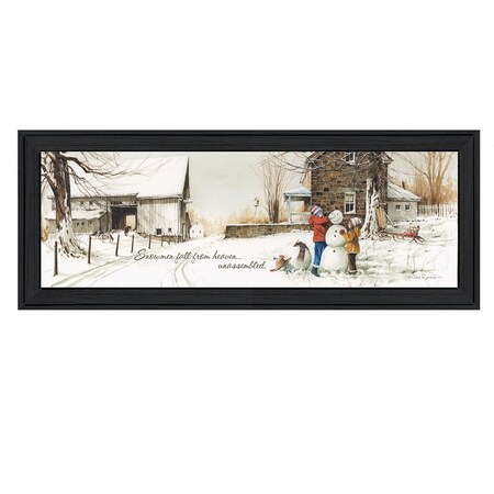 Homeroots Snowmen from Heaven 1 Black Framed Print Wall Art 404945