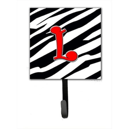 Carolines Treasures Letter L Initial Monogram - Zebra Red Leash Holder Or Key Hook CJ1024-LSH4