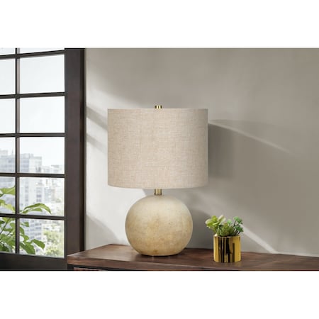 Monarch Specialties Lighting, 20 in.H, Table Lamp, Beige Concrete, Beige Shade, Contemporary I 9718