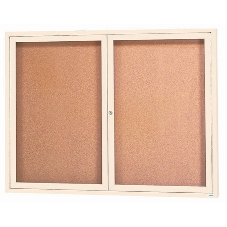 Aarco Illuminated Enclosed Bulletin Board w/ Ivory Powder Coated Al Frame, 36''Hx48''W DCC3648RIIV