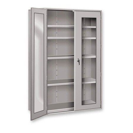 Pucel Heavy Duty Storage Cabinet with 6 in Legs, 48 in W x 78 in H x 24 in D, Plexiglass Doors, Gray HDSC-4872-24-4L-PLEX