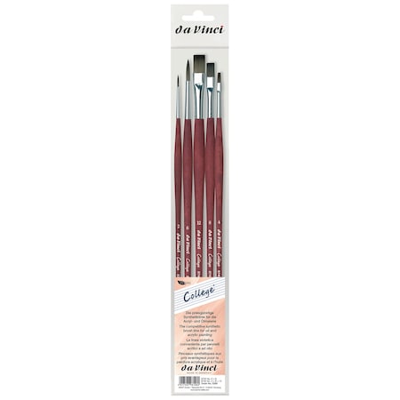 Da Vinci COLLEGE Student Brush, Synthetic, Acrylic & Oil, Assorted, 5-Piece Set VA-5269_0