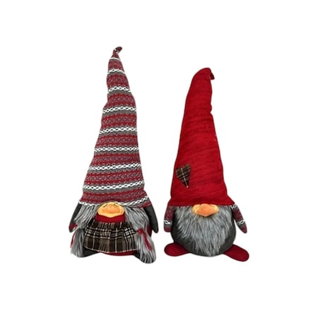 Homeroots 30" Red Fabric Christmas Sitting Gnome Tabletop Sculpture 397140