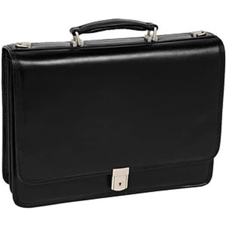 A1 Luggage Lexington V Series Leather Double Compartment Briefcase - Black A12611498