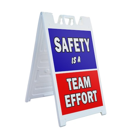 Signmission Safety Is A Team Effort, A-Frame & 2 Decals Installed, Heavy-Duty Plastic Frame SBHD-D-2436-Safety Is A Team Effort