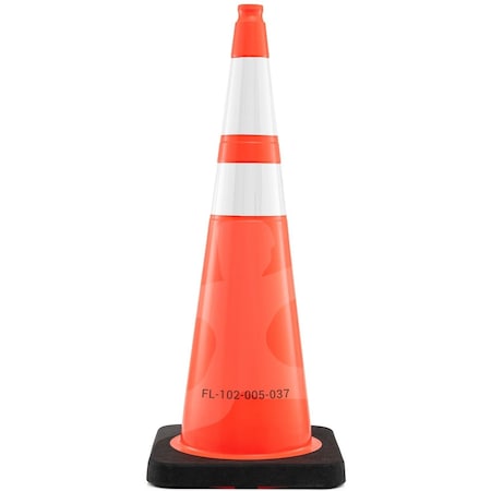 Xpose Safety FDOT 36 Inch Orange Traffic Cone with 6in & 4in Reflective Collars 12lb, Florida DOT # Stenciled OTC36-64-FL-1-X