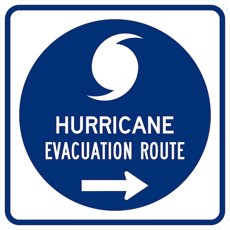 Lyle Hurricane Evacuation Route With Right Arrow, 12x12, Diamond Grade, White G-2205-DG_12x12