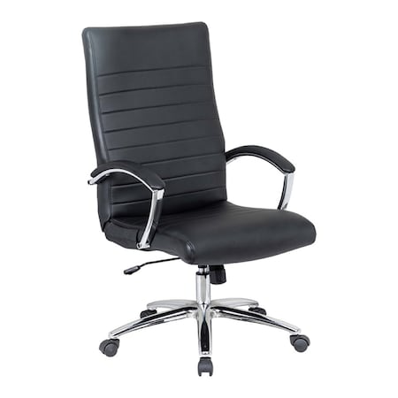 We'Re It Bunjee Series Modern Ribbed High Back, Black Upholstered Task Chair, Chrome Frame OFD9210-MBLK