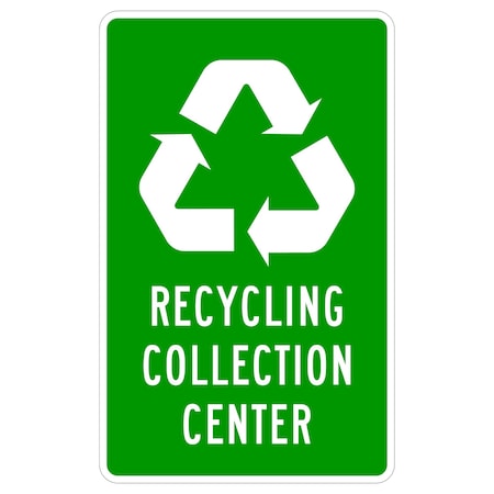 Sign Solutions Usa Recycling Center (Symbol), 30 in W x Square, Aluminum Sign DUS12HWT3036I4-2