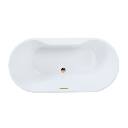 Kingston Brass 55" Acrylic Oval Double Ended Freestanding Tub with Drain, Glossy White/Polished Brass VTDE552823C422