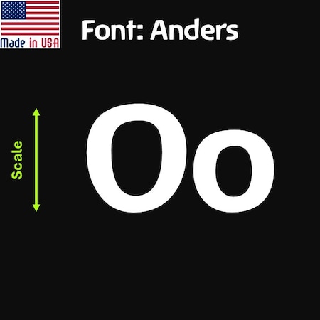 Aacc Self-Adhesive Vinyl Letter: o, Scale: 8 cm. Color: White Font: Anders by, 4PK AACC-Anders-lo-White-M8x4