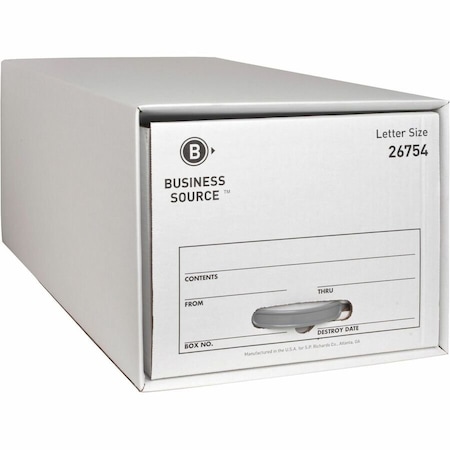 Business Source File Box Drawer, White, Letter, PK6 BSN26754