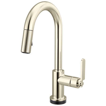 Brizo Litze Smarttouch Pull-Down Prep Faucet with Arc Spout, Industrial Handle Polished Nickel 64944LF-PN
