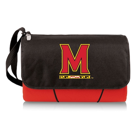 Picnic Time Family Of Brands NCAA Maryland Terrapins Blanket Tote Outdoor Picnic BlanketRed with Black Flap 820-00-100-314-0