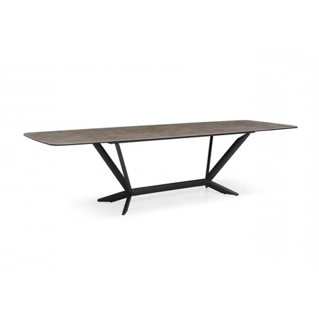 Homeroots 118" Gray And Black Ceramic And Metal Trestle Base Dining Table 487876
