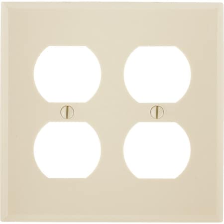 Leviton 2-Gang Smooth Plastic Outlet Wall Plate Ivory 001-86016