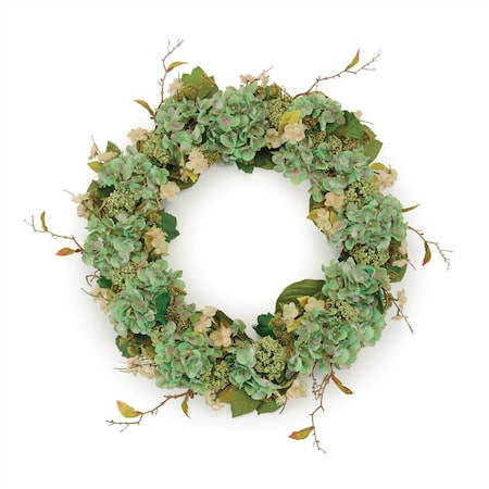 Homeroots 32" Green Daisy Artificial Wreath 634649