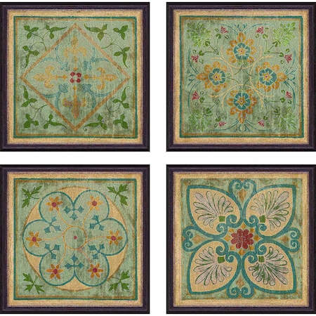 Homeroots Set Of Four Verdigris Pattern Black Framed Print Wall Art, 4PK 526955