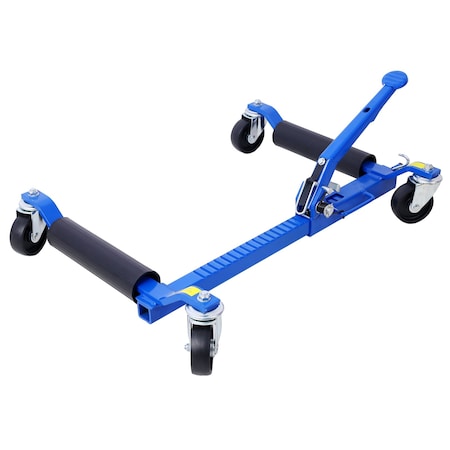 Wrightmaster Set of 4 Wheel Dolly Car Skates, Hydraulic Tire Jack, Ratcheting Foot Pedal Lift, 1,250lbs Blue ZR-W465S00034