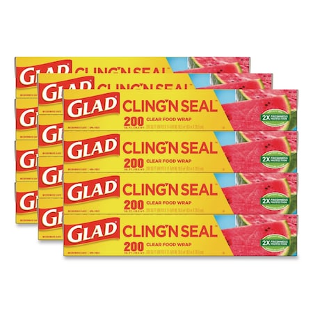 Glad ClingWrap Plastic Wrap, 200 Square Foot Roll, Clear, PK12 20