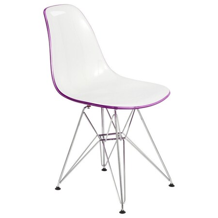 Leisuremod Cresco Molded 2-Tone Eiffel Dining Side Chair, White Purple CR19WPR