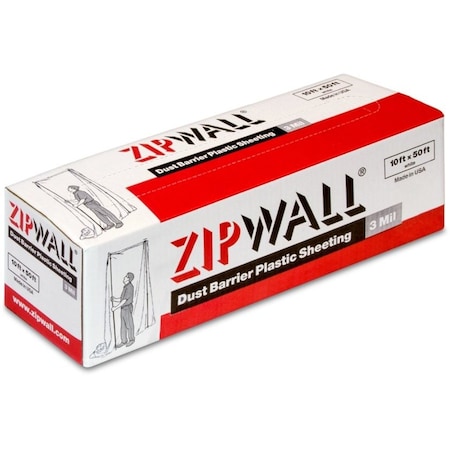 Zipwall Dust Barrier Plastic Sheeting 10' x 50', 3 mil PY50
