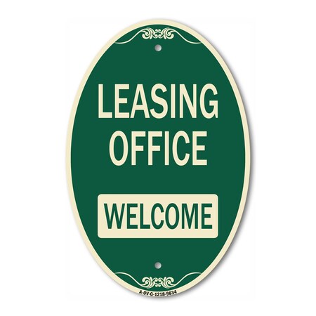 Signmission Leasing Office Welcome Green & Tan, 12 Inch X 18 Inch Designer, Heavy Gauge Aluminum A-OV-G-1218-9834