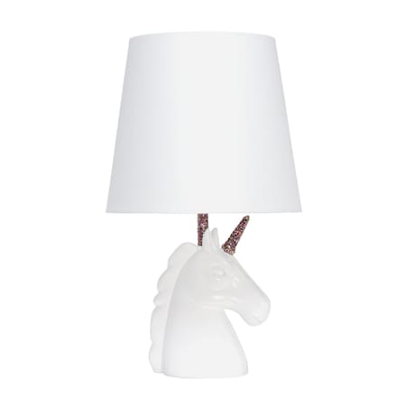 Homeroots 16" White And Rainbow Novelty Table Lamp With White Drum Shade 642941