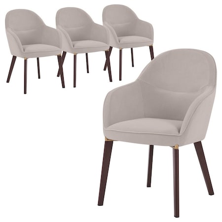 Leisuremod Elias Collection Modern Dining Chair in Light Grey Velvet, 4PK EDC21LGR-4